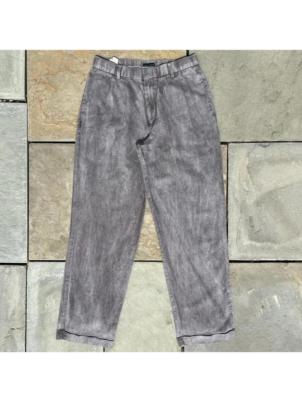 Vintage Y2K Overdyed Grey Herringbone Pleated Pants